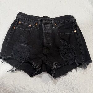 Black Levi’s Distressed Denim Shorts